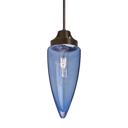 Besa Lighting Sulu Cord Pendant, Blue Bubble, Bronze Finish, 1x60W Incandescent 1JT-SULUBL-BR